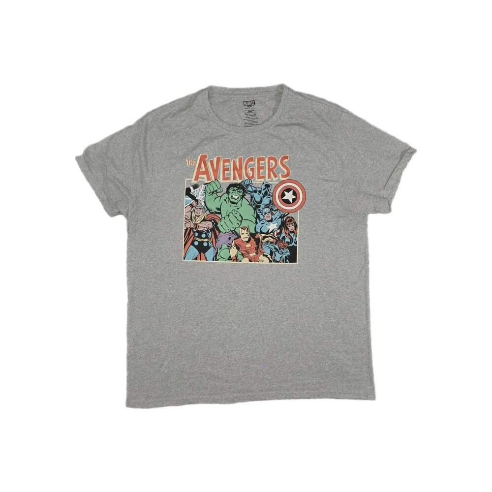 Mens Marvel Avengers Graphic Print  Crew Neck Short Sleeve Tee XL Throwback